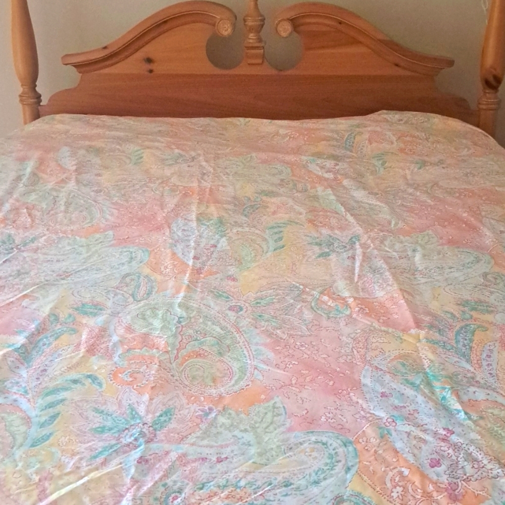 Ralph Lauren King Tres Grand Jamaica Coral Paisley Duvet King Beautiful EUC